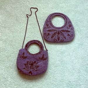 Two Dressy Blue And Black Beaded Pocketbooks